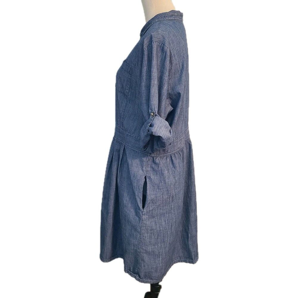 Old Navy Chambray Shirt Dress Blue Jean Pockets Sz 18 Boho Coastal Cowgirl - Picture 3 of 10